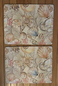 Set of 6 Pottery Barn Table Cork Placemats Scattered Shells Excellent Condition - Picture 1 of 3