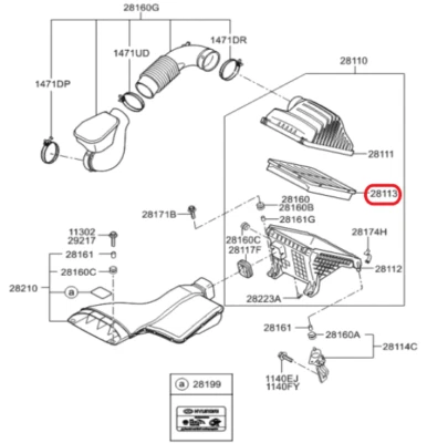 Filtros de aire originales Kia 28113 3S100 Cadenza I Sorento Optima Sonata Grandeur Foto 1 de 4