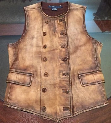 Ralph Lauren Womens Collection 100% Leather Double Breasted Vest Sz Medium New - Image 1 of 4