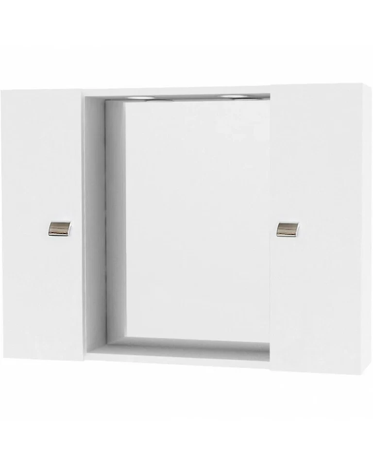 Specchio specchiera da bagno arredo 2 ante 2 luci led legno laccato bianco 30870 - Immagine 1 di 2