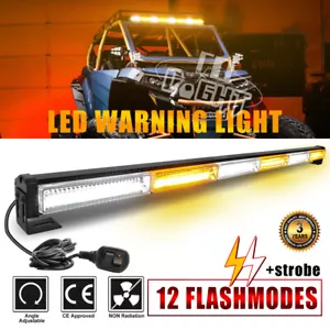 36" Amber&White LED Strobe Light Bar Emergency Flashing Warning Traffic Advisor - Picture 1 of 11