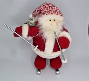 Santa Claus on Skis Plush Figurine Christmas Decoration - Picture 1 of 6