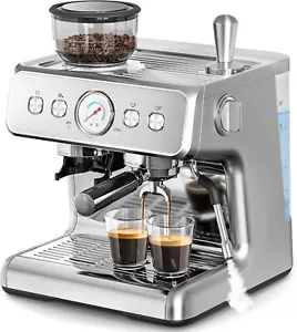 Cafetera espresso automática de 15 bares con espumador de leche varilla de vapor y molinillo - Imagen 1 de 8