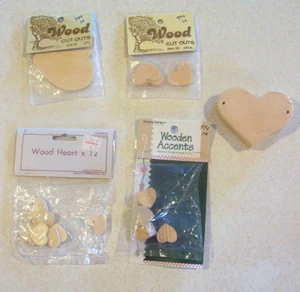 Lot of 5 Packages of Wooden Hearts Crafts - Picture 1 of 1