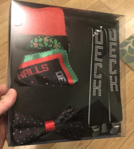 Christmas deck the halls suspenders bowtie scarf and Socks BOW TIE - Picture 1 of 4