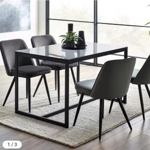Julian Bowen Chicago Smoked Glass 4 Seater Dining Table - Picture 1 of 3