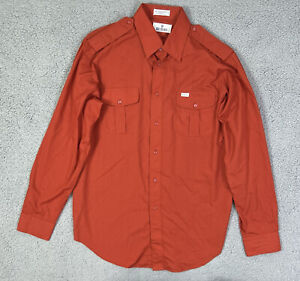 Bill Blass Mens Vintage Large Long Sleeve Orange Button Down Shirt Made In U.S.A