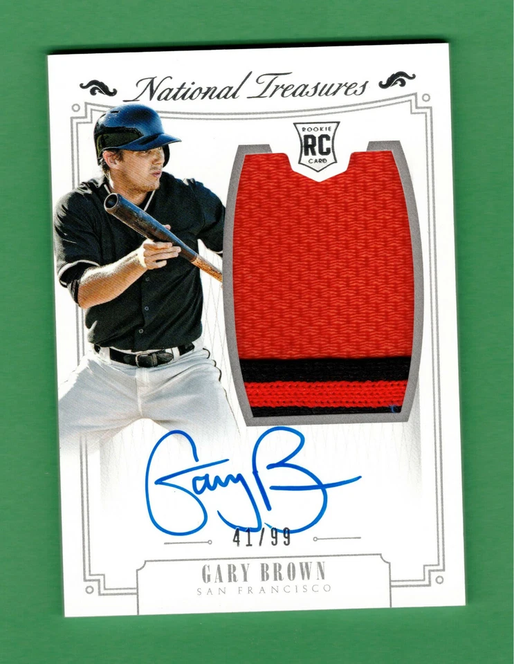 2015 PANINI NATIONAL TREASURES GARY BROWN AUTO JERSEY PATCH RELIC RC 41/99 - Image 1 of 1