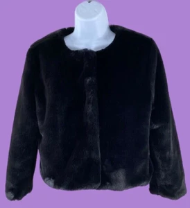 Adrianna Papell 3/4 Sleeve Faux Fur Bolero Jacket Shrug Black Womans XS NWOT - Picture 1 of 15