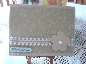 SPANISH FELIZ CUMPLEANO ~HAPPY BIRHTDAY~02 HANDMADE GREETING STAMPIN UP +OTHER - Picture 1 of 2
