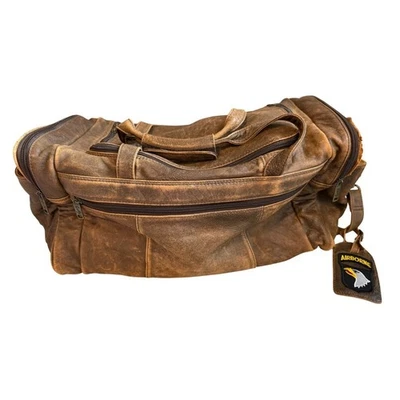 Bolsa de viagem de couro marrom desgastada Scully com remendo aéreo - Imagem 1 de 4