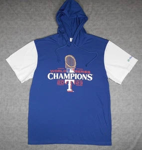 MLB World Series 2023 Champions Texas Rangers Hooded Blue T-Shirt XL - Picture 1 of 5