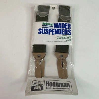 New Vintage Hodgeman Wader Suspenders  2” 32” Adjustable, Tan Clips - Image 1 of 4