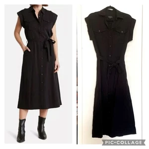 Rag & Bone Roxanne Midi Dress Utility Button Down Collared Casual Black sz S - Picture 1 of 10