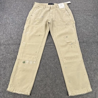 Abercrombie & Fitch Jeans Mens 32x32 Khaki Loose Painter Carpenter Double Knee - Image 1 of 4