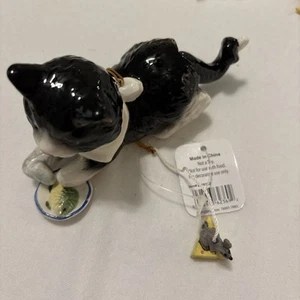 Vintage Kitty Ornament With Animated Pull Cheese And Mouse - Picture 1 of 3