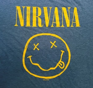 NIRVANA Smiley Face Grunge Shirt - XL - Punk Rock Kurt Cobain Bohemian 90s RETRO - Picture 1 of 4