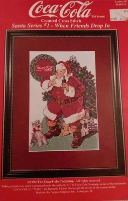 Coca Cola Contado Punto de Cruz 1994 Vintage Santa Serie #1 Cuando los amigos caen Foto 1 de 4