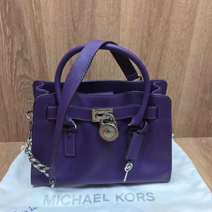 MICHAEL KORS HAMILTON SAFFIANO LEDER NORTH SOUTH TOTE GELDBÖRSE SCHLOSS MERLOT VIOLETT - Bild 1 von 20