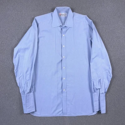 Camisa de vestir Turnbull & Asser para hombre 16,5 - 42 azul puño francés hecha en Inglaterra Foto 1 de 4