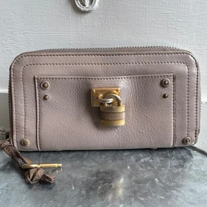 Chloe Paddington Leather Zip Around Wallet Padlock Accent Studded Neutral Design - Picture 1 of 10