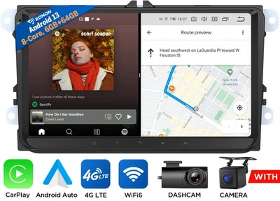 DVR+ 8-Kern 9" Android 13 Autoradio CarPlay 4G LTE Für VW Passat Golf 5/6 Tiguan - Bild 1 von 4