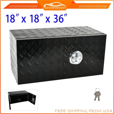 18"x18"x36" Black Aluminum Underbody Truck Tool Box with Barn Door For Storage - Image 1 of 4