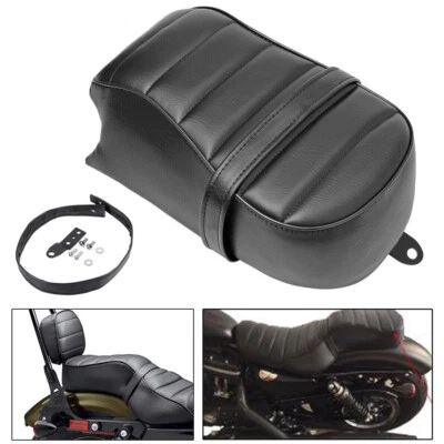 Asiento de pasajero trasero de cuero a rayas negras para Harley Sportster Iron 883 2016-2022 Foto 1 de 4
