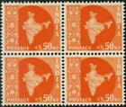 India 1957 Map of India 50np (SG384), block of 4, mint MNH