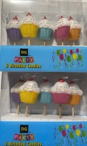 MINI Cupcake CANDLE SET 2 Packs Of 5 ~ Happy Birthday Party Supplies Cake topper - Picture 1 of 1