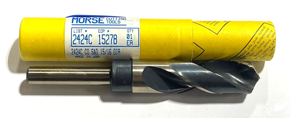 Broca Morse 15/16" cobalto 15/16" prata e broca Deming fabricada nos EUA - Imagem 1 de 1