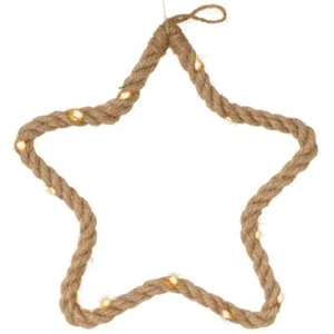 Fensterbild "Seil-Stern" 15 LED warm weiß Stern Ø 26 cm Timer Batterie Xmas-Deko - Bild 1 von 7