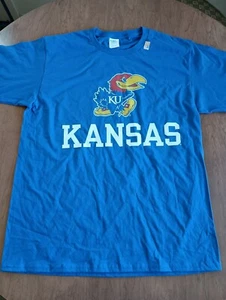 Kansas Jayhawks KU Men's Blue Short Sleeve T-shirt Size Large - Picture 1 of 20