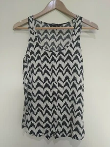 Decjuba Black Striped Sleeveless Women's Tank Top Blouse Size S - Picture 1 of 7