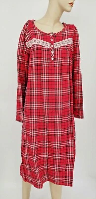 NWT Large Womens Flannel Nightgown 100% Cotton Flannel Red Plaid Croft & Barrow - Image 1 of 3