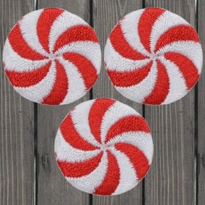 Mini Peppermint Candy Embroidered Patch — 3-Pack — Iron On - Picture 1 of 1