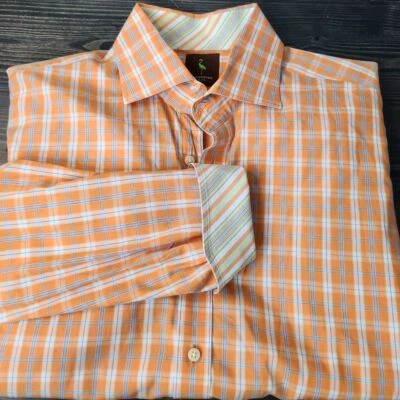 TAILORBYRD MENS ORANGE PLAID COTTON HERITAGE LONG SLEEVE SHIRT SIZE XL - Image 1 of 4