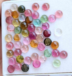 27.70 Ct Natural Tourmaline 5 mm Round Cabochon Loose Multi Color Gemstones Lot - Picture 1 of 3