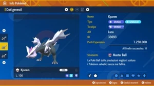 Kyurem Shiny 6IV BR + Masterball Pokemon Scarlatto, Violetto Scarlet, Violet - Picture 1 of 2