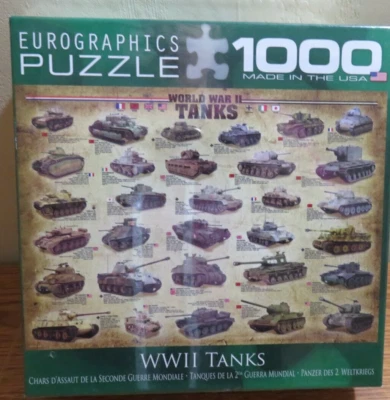1000 Piece Jigsaw Puzzle World War II Tanks Eurographics USA Military 19" X 26" - Image 1 of 4