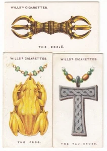 3 Vintage 1923 Magic Charms Cards THE DORJE * THE TAU CROSS * THE FROG - Picture 1 of 1