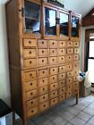 Stunning Antique Apothecary 48 Drawer Cabinet Solid Wood Beveled Glass Oriental