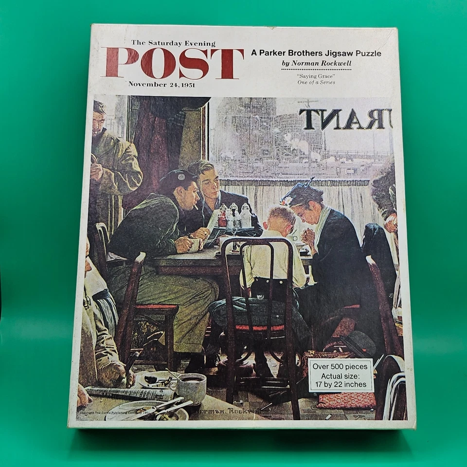 Saying Grace Saturday Evening Post Norman Rockwell 500 Piece Puzzle Complete VTG - Image 1 of 4