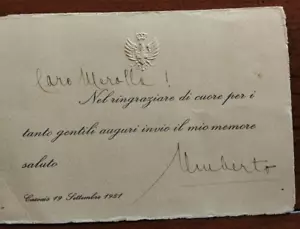 1951 AUTOGRAFO UMBERTO II DI SAVOIA DA ESILIO CASCOIS PORTOGALLO - Foto 1 di 2
