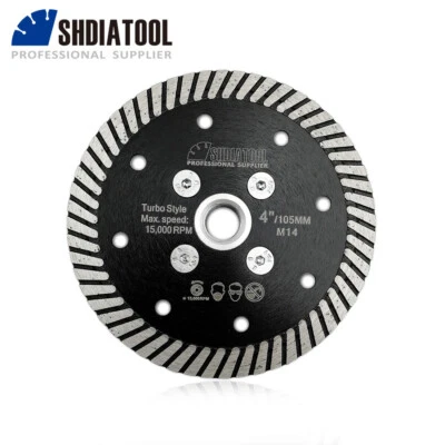 SHDIATOOL Diamanttrennscheibe M14 Turbo Sägeblatt Fliesensägeblatt Keramik Porzellan 105mm