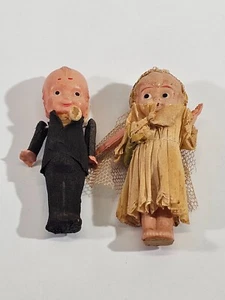 PLK Antique Dolly Dimples 30's Celluloid Bride Groom & Baby Cake Toppers Figure - Picture 1 of 7