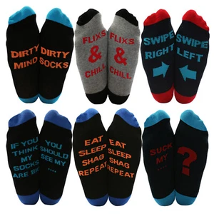 Calcetines para hombre caballeros novedad divertidos groseros regalo suave lema cotidiano adulto papá medias - Imagen 1 de 5