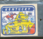 A34 - Vintage Kentucky Travel Windshield Baggage Decal, Unused!