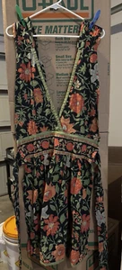 Grembiule vintage Earle Wilson bavaglino pinafore stile anni 50/60 stampa floreale XL - Foto 1 di 7