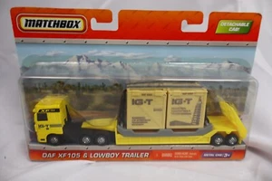 Matchbox DAF XF 105 XF105 Truck Lowboy Trailer Super Convoys Rare Yellow C222 - Picture 1 of 2